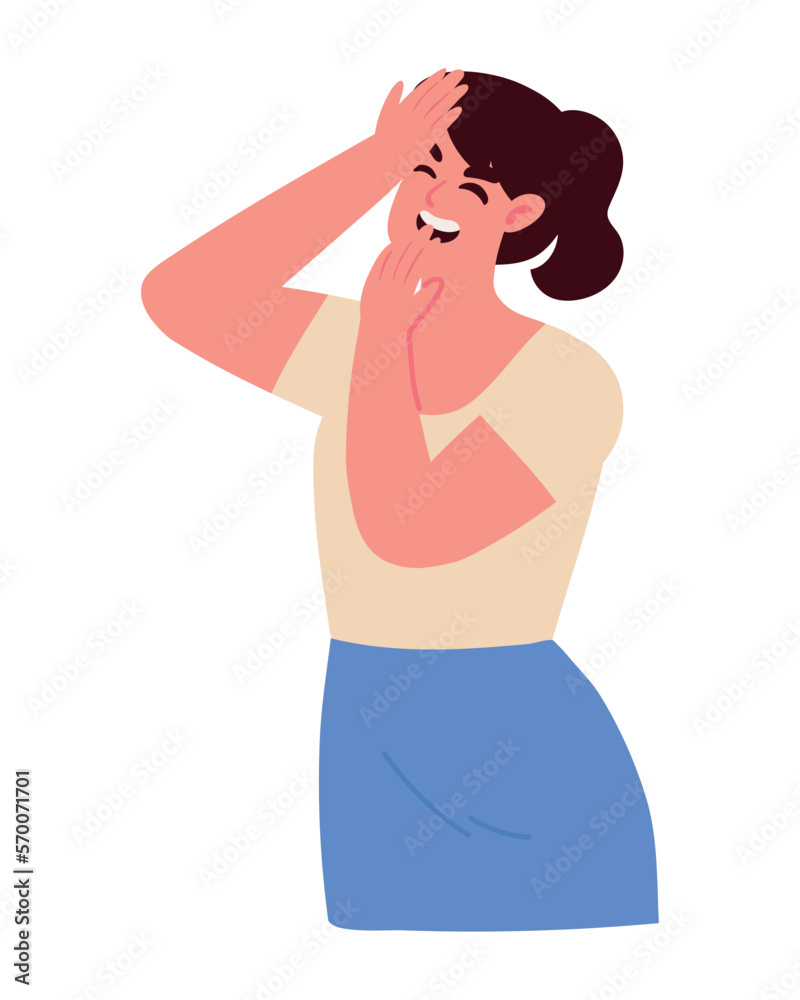 girl character laughing girl character laughing
