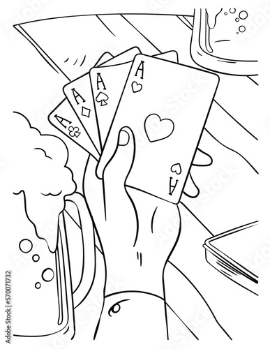 Cowboy Game Cards Coloring Page for Kids
