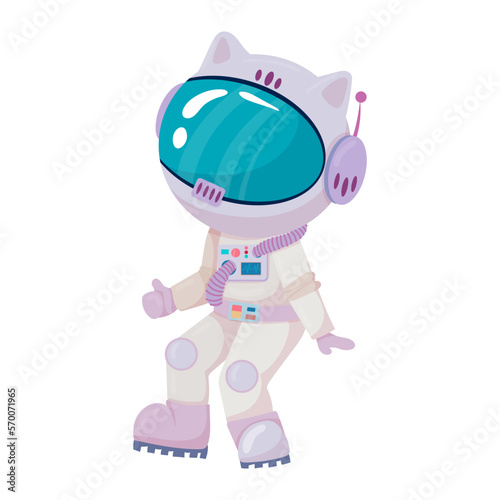 Cosmonaut in different poses. Astronaut in intergalactic space. galaxy. astronauts in space suits with helmets isolated on white background in cartoon style