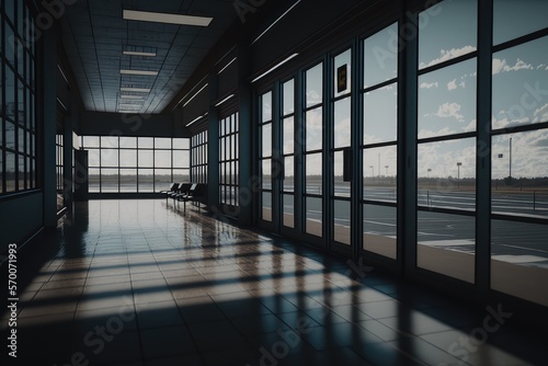 Illustration of airport lobby and boarding area - Created with generative ai