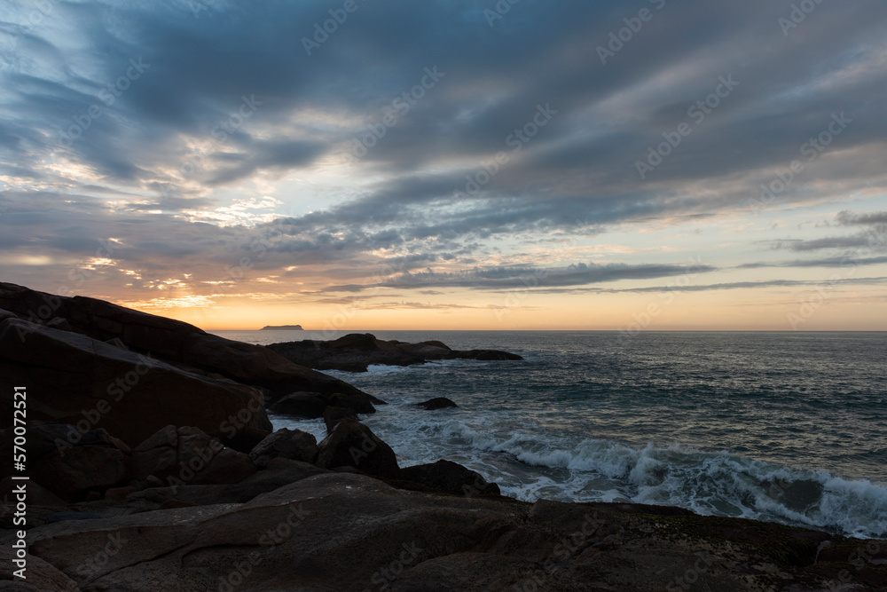 Sunrise at Joaquina beach in Florianópolis Brazil