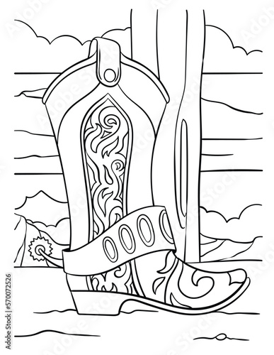 Cowboy Boots Coloring Page for Kids