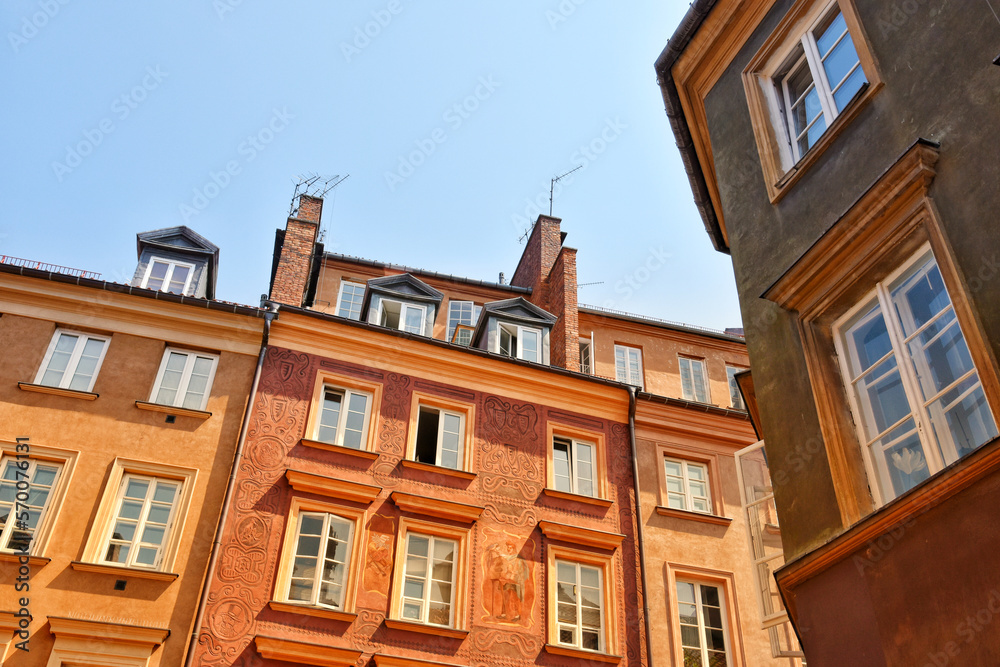 Low angle view of historical buildings in Warsaw