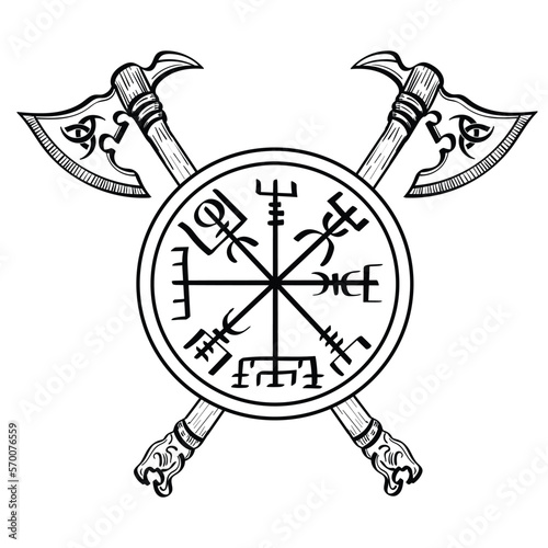 Aegishjalmur viking Axe of awe runes vector