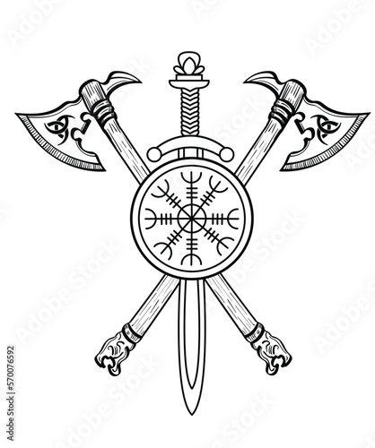 Aegishjalmur viking Axe of awe runes vector