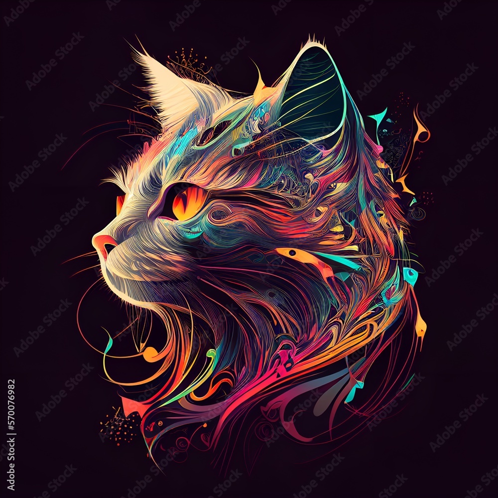 Obraz premium cat on a black background