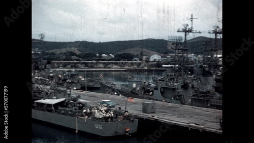 Ships at Rodman Naval Station 1963 - United States Navy ships are moored at Rodman Naval Station on the Panama Canal in 1963.