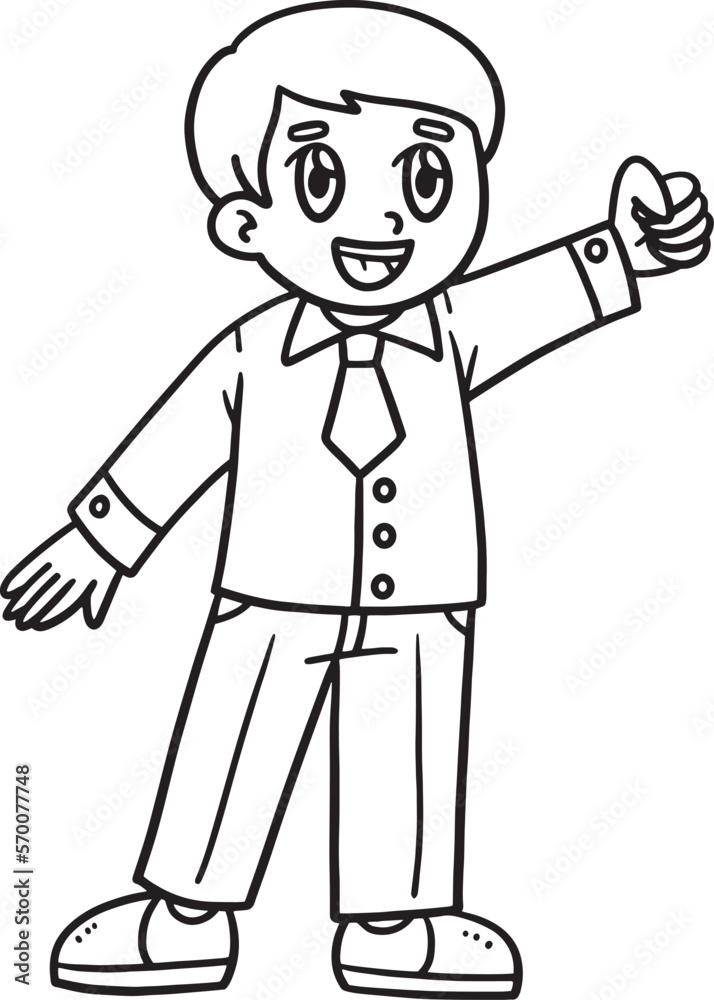 Boy Talking Isolated Coloring Page for Kids