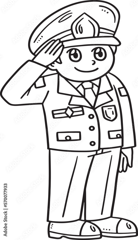 Male Soldier Hand Salute Isolated Coloring Page Male Soldier Hand Salute Isolated Coloring Page
