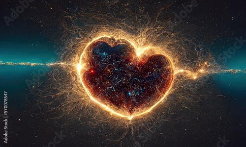 Love heart whole universe for two cosmos abstraction background, Generative AI