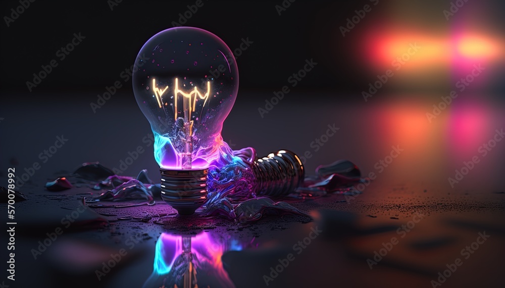 Creative brainy smart ideation Light Bulb created with generative ai technology - obrazy, fototapety, plakaty 