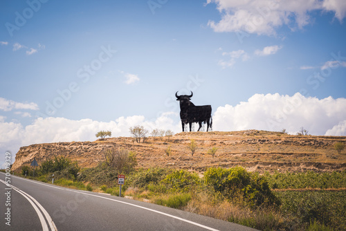 View of the iconic bull that can be seen in different road along Spain