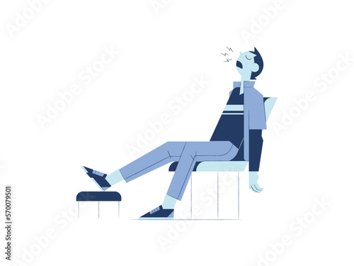Vector illustration of a logo of a person relaxing tired on a chair and falling asleep