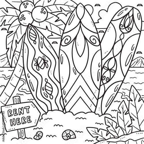 Summer Surf Boards Coloring Page for Kids