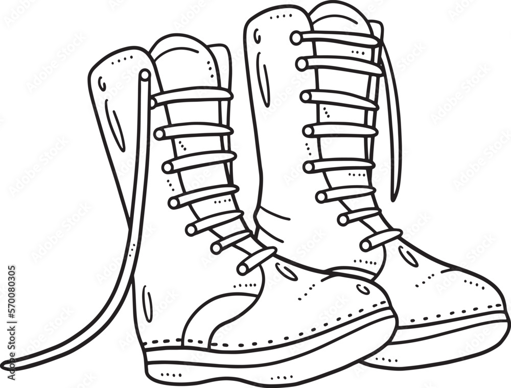 Combat Boots Isolated Coloring Page for Kids Stock Vector | Adobe Stock
