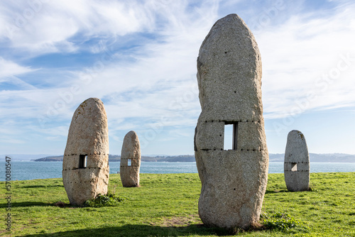 Menhirs park in A Coruna, Galicia, Spain photo