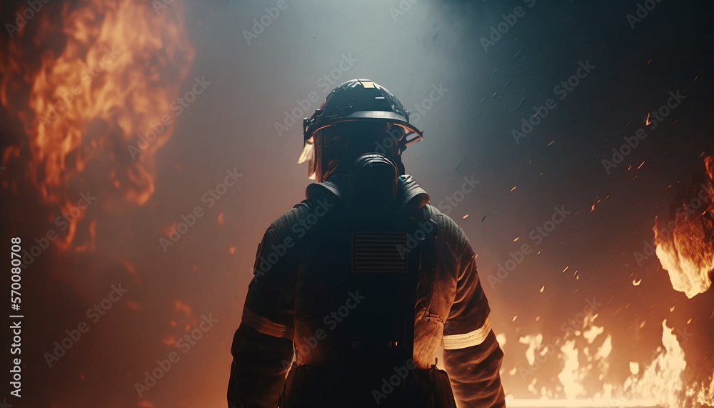 Firefighter, Generative AI, Illustration Firefighter, Generative AI, Illustration