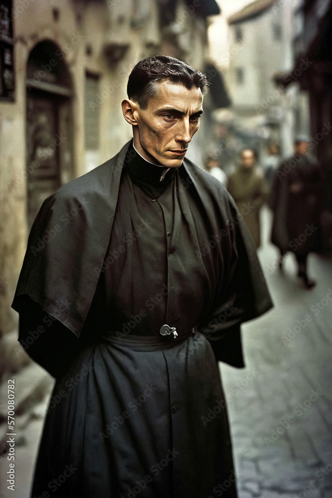 A traditionalist old-school Catholic priest wearing a cassock - generative ai A traditionalist old-school Catholic priest wearing a cassock - generative ai