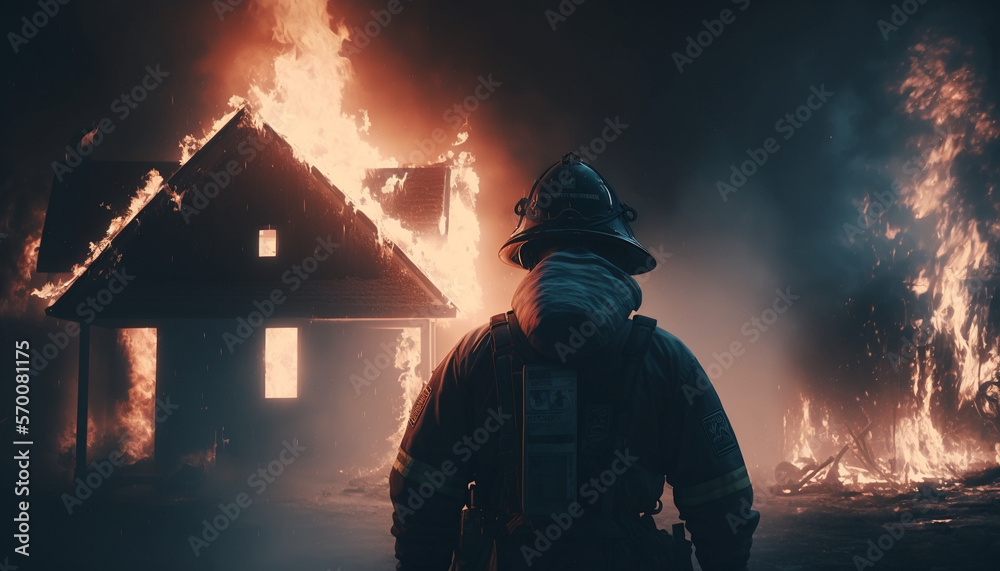 Naklejka premium Firefighter, Generative AI, Illustration