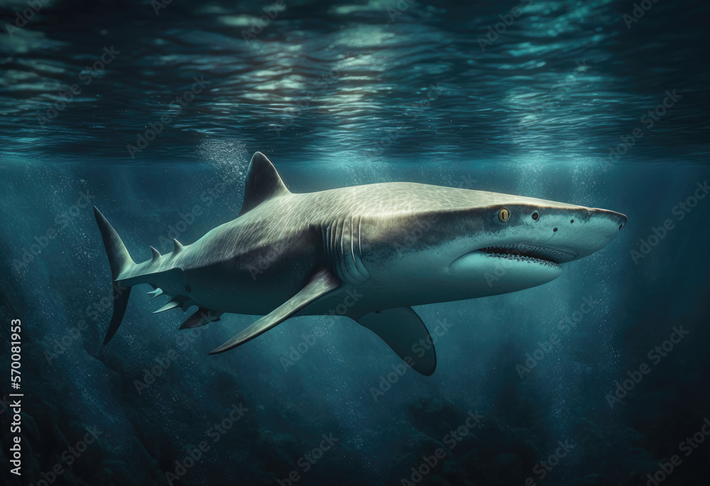 Fototapeta premium shark in the sea created with Generative AI technology