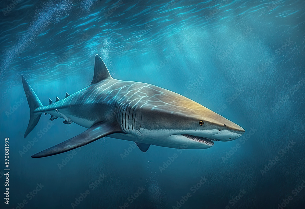 shark in the sea created with Generative AI technology shark in the sea created with Generative AI technology