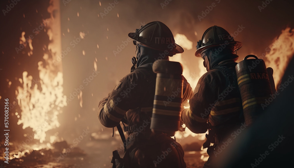 Fototapeta premium Firefighter, Generative AI, Illustration