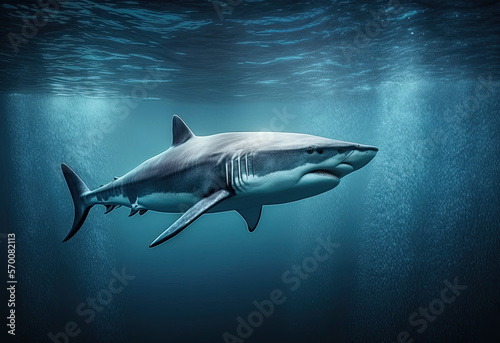shark in the dark ocean created with Generative AI technology © Robert Herhold