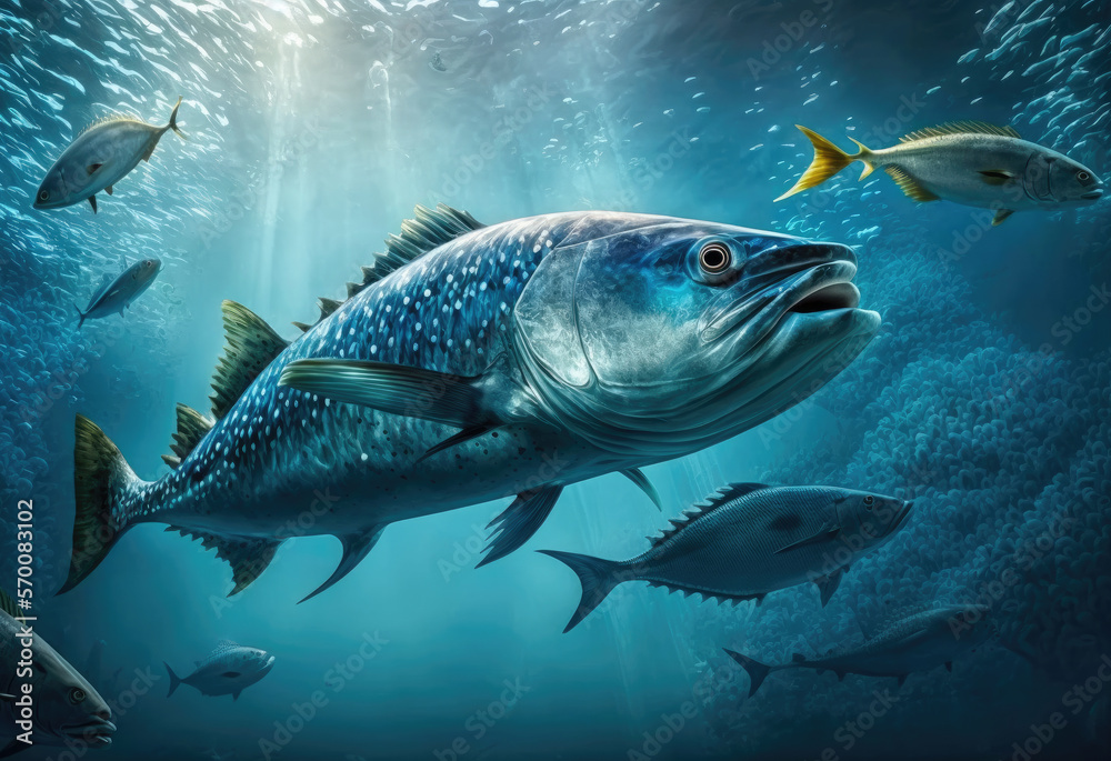 pretty fishes in the darken ocean created with Generative AI technology pretty fishes in the darken ocean created with Generative AI technology