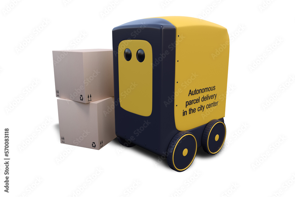 robot de livraison de colis autonome pour les centres ville - rendu 3D