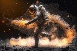 Astronaut dancing, star dust on background, Generative AI