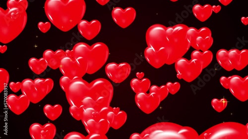 Floating Hearts on Black Background