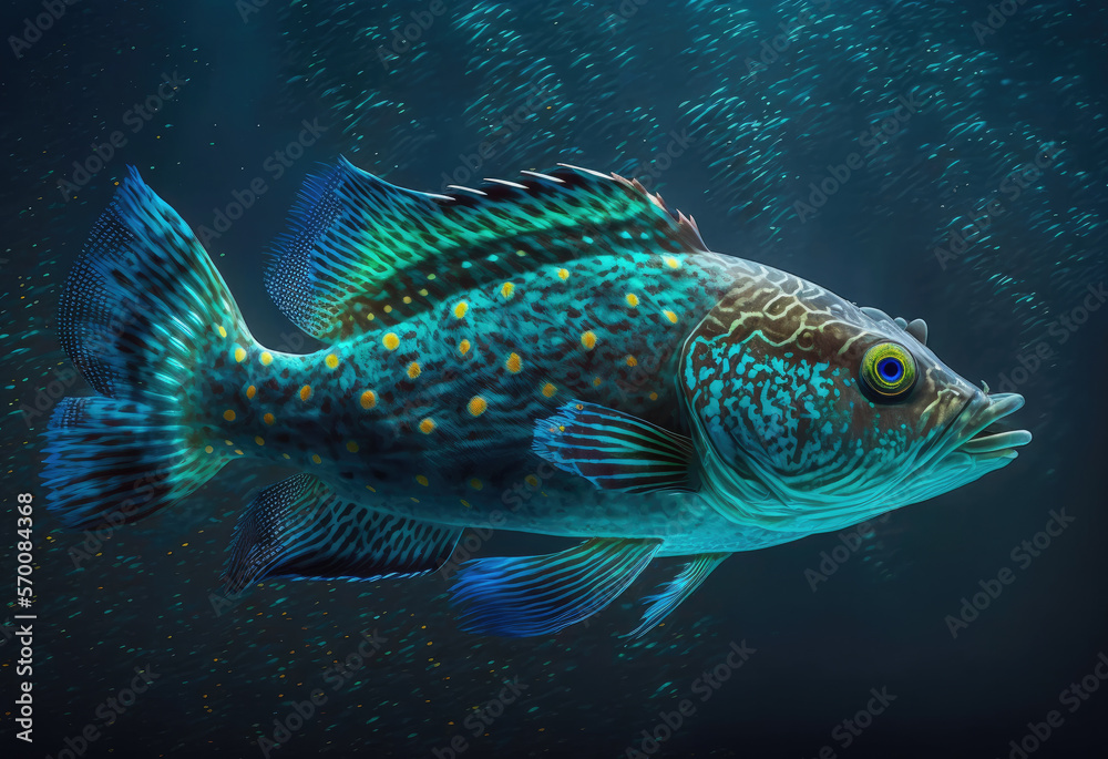 pretty fishes in the darken ocean created with Generative AI technology pretty fishes in the darken ocean created with Generative AI technology