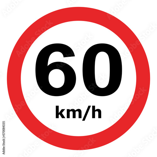 Limite de Velocidade 60 KM.  - Sinais de trânsito usados no Brasil. É a Listagem Oficial, válida para os Exames. Sinalização Regulatória. CTB