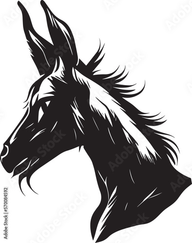 Donkey Mascot Black Color Logo 