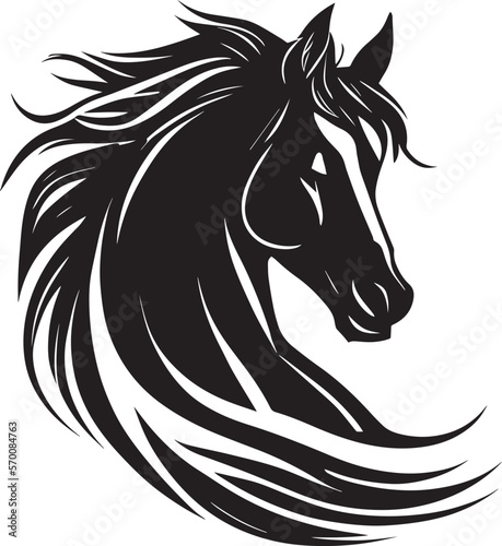 Horse Mascot Black Color Logo 