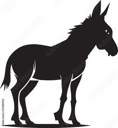 Standing Donkey Black Mascot Logo 
