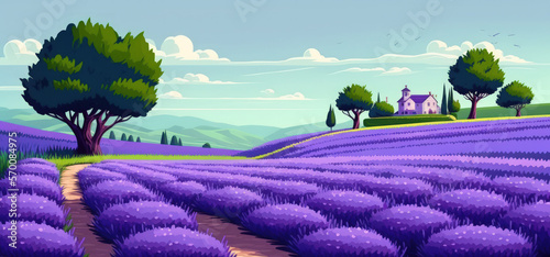 Lavender field as podium backdrop natural beauty. Generative AI