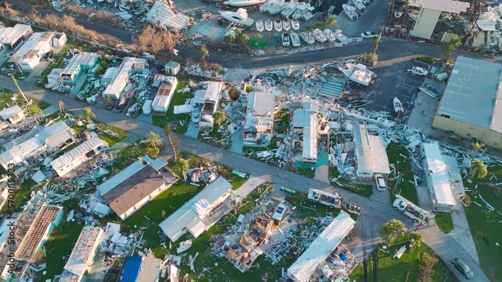 custom made wallpaper toronto digitalDestroyed by hurricane Ian suburban houses in Florida mobile home residential area. Consequences of natural disaster