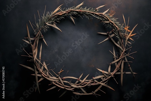 Illustration of Jesus Christ crown of thorns. Generative AI.