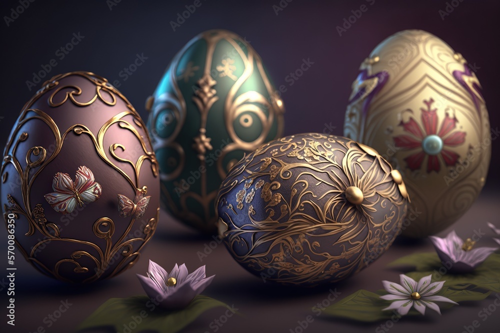 beautiful decorated easter eggs, Generative ai
beautiful decorated easter eggs, Generative ai