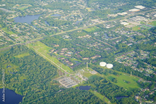 Aerial view of beautiful house and community in Tampa, Florida 