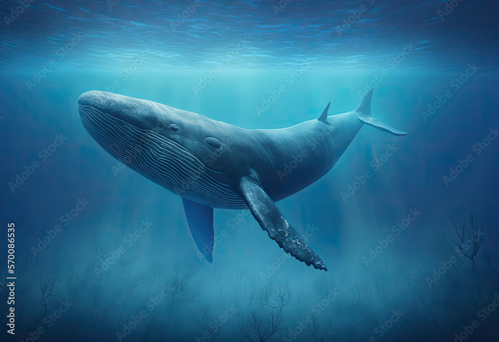Fototapeta premium whale in the water created with Generative AI technology