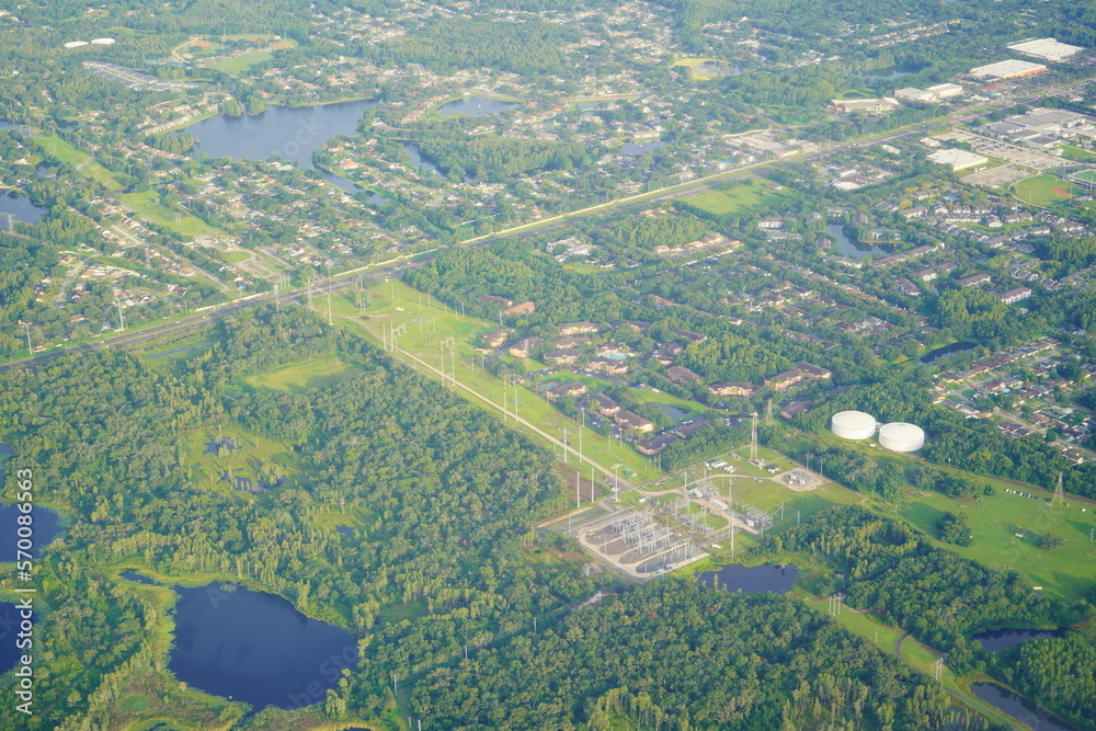 Aerial view of beautiful house and community in Tampa, Florida
