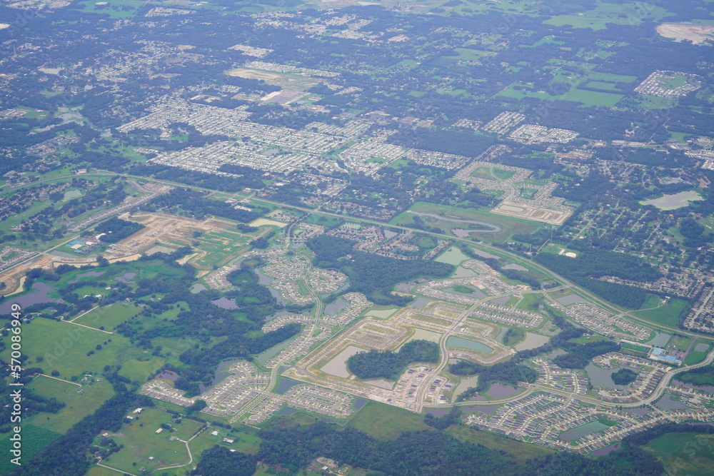 Aerial view of suburban of City Tampa in Florida	