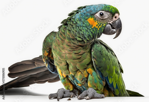 pretty parrot on white background created with Generative AI technology