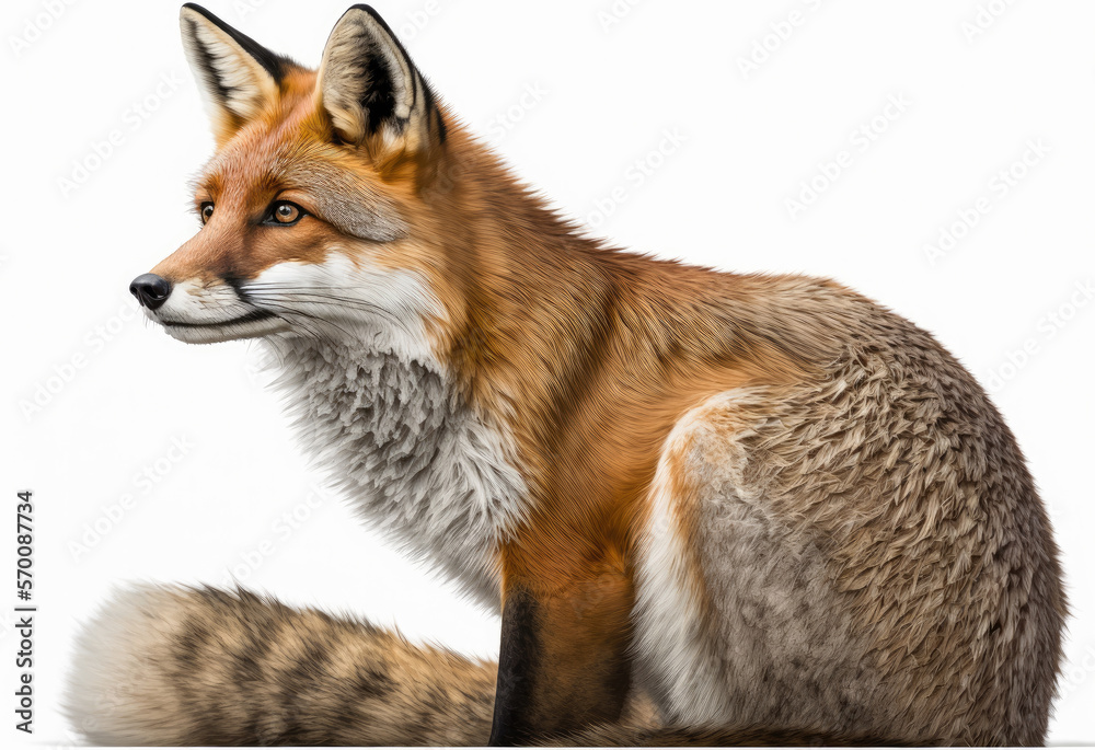 Fototapeta premium fox on white studio background created with Generative AI technology