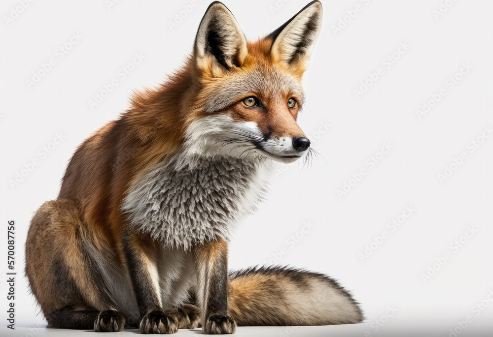 fox on white studio background created with Generative AI technology