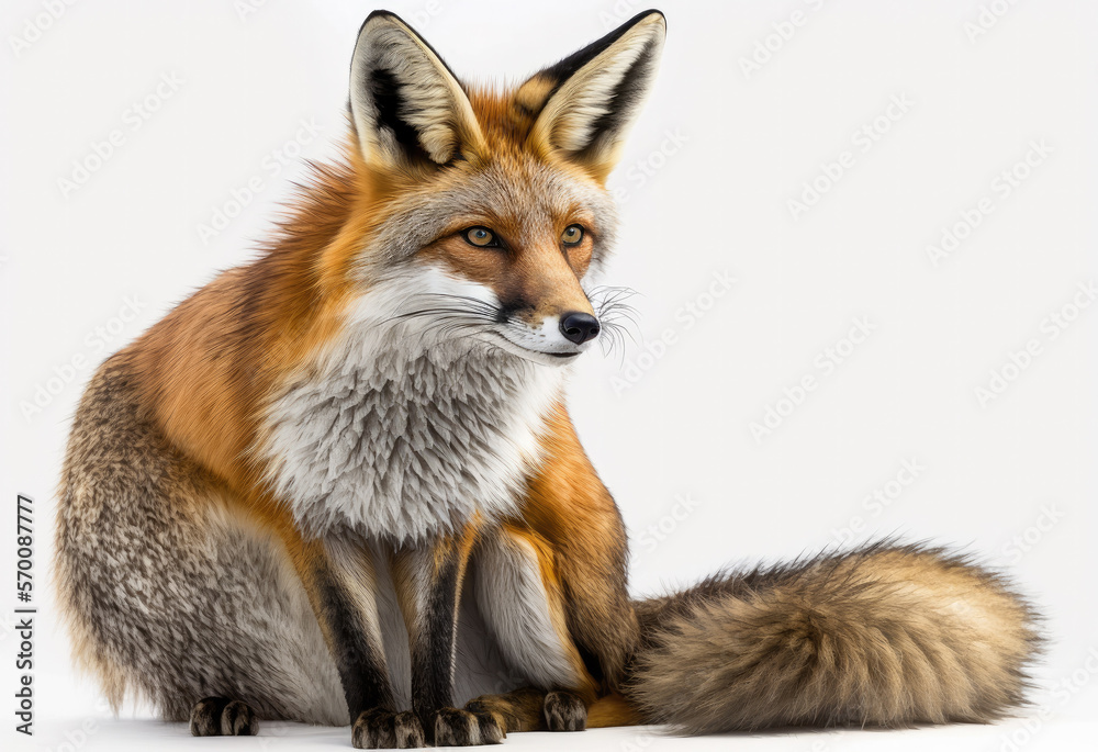 Fototapeta premium fox on white studio background created with Generative AI technology