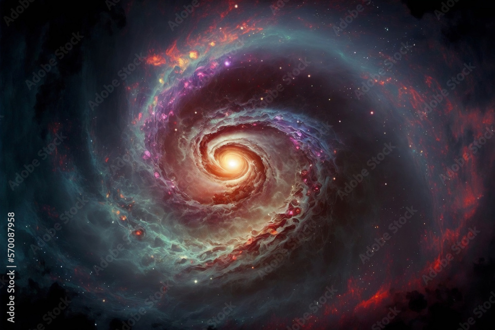 A view of the cosmos with a spiral galaxy and numerous stars in the foreground A view of the cosmos with a spiral galaxy and numerous stars in the foreground