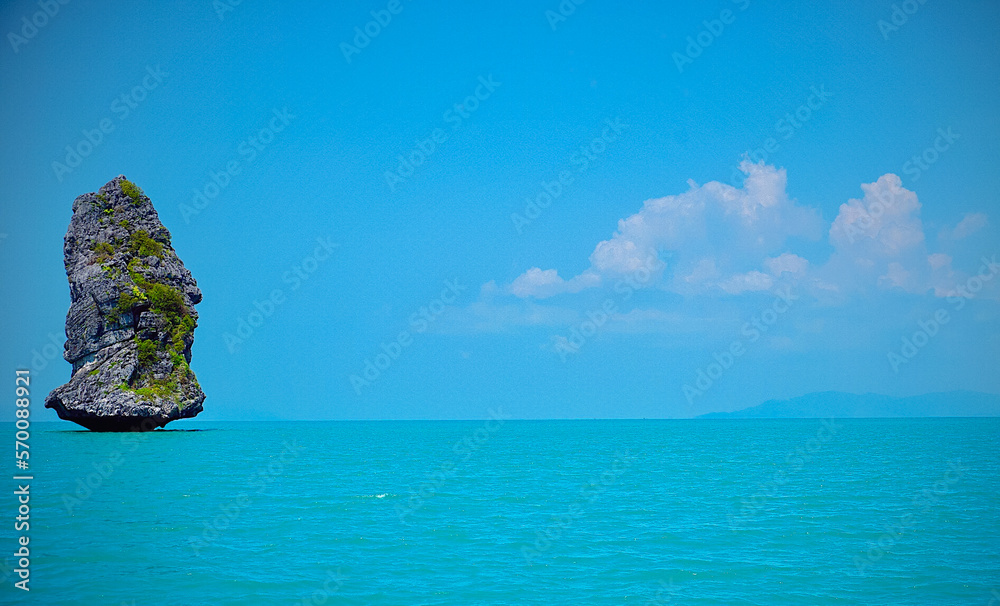 A vertical tropical island off the coast of Koh Samui in Thailand